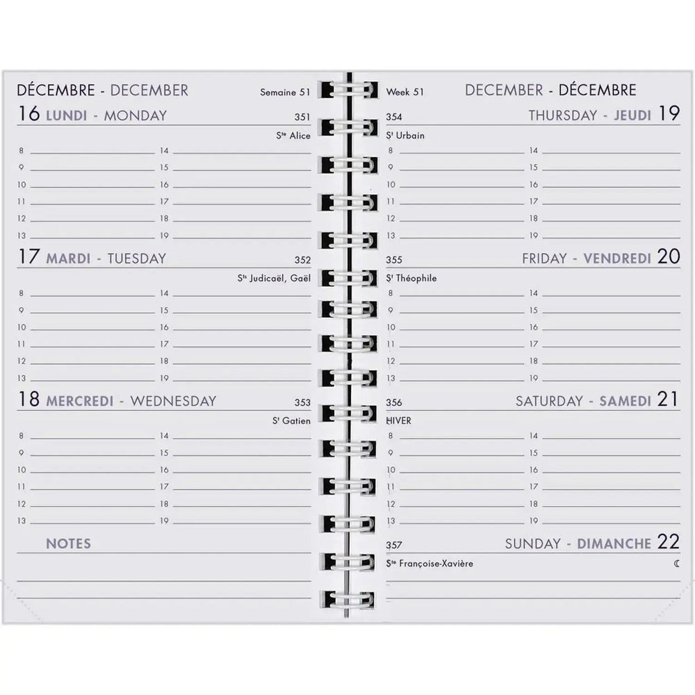 AGM Agenda Moderne Recharge 13 cm Semainier - Annuelle - Tranche Or-Recharge Agenda-Agenda Moderne-Papeterie du Dôme