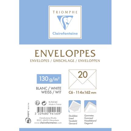 CLT 20 Enveloppes Doublées Triomphe C6-Enveloppes-Clairefontaine-Papeterie du Dôme