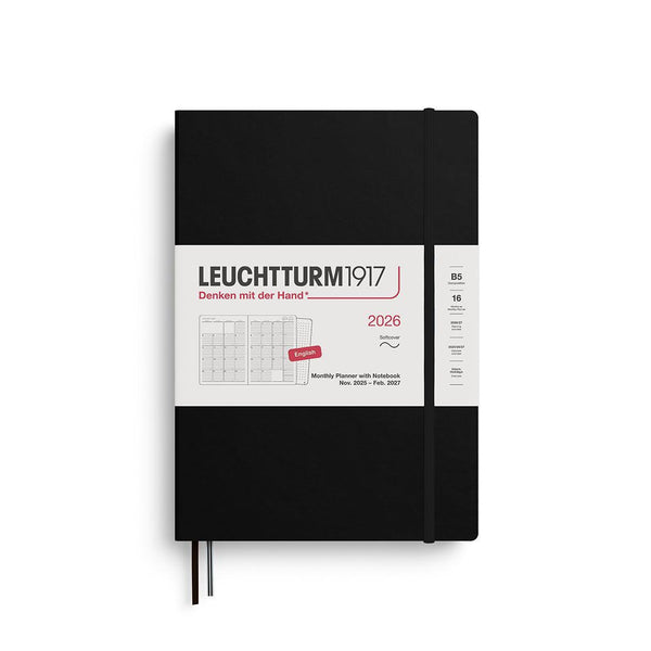 LCHT Agenda B5 Mensuel & Carnet Souple - Anglais-Agenda-Leuchtturm 1917-2026-Noir-B5-Papeterie du Dôme