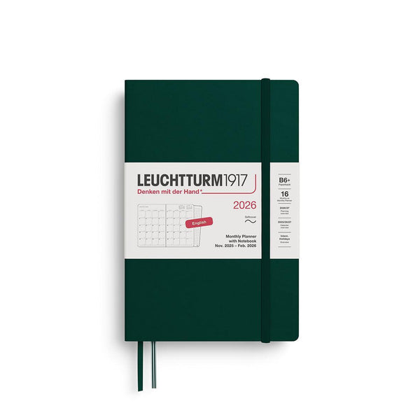 LCHT Agenda B6+ Mensuel & Carnet Souple - Anglais-Agenda-Leuchtturm 1917-2026-Forest green-B6+-Papeterie du Dôme