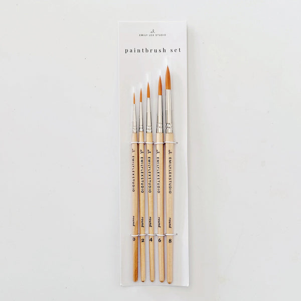 LEX Set de 5 Pinceaux Bois-Pinceau-Emily Lex Studio-Papeterie du Dôme