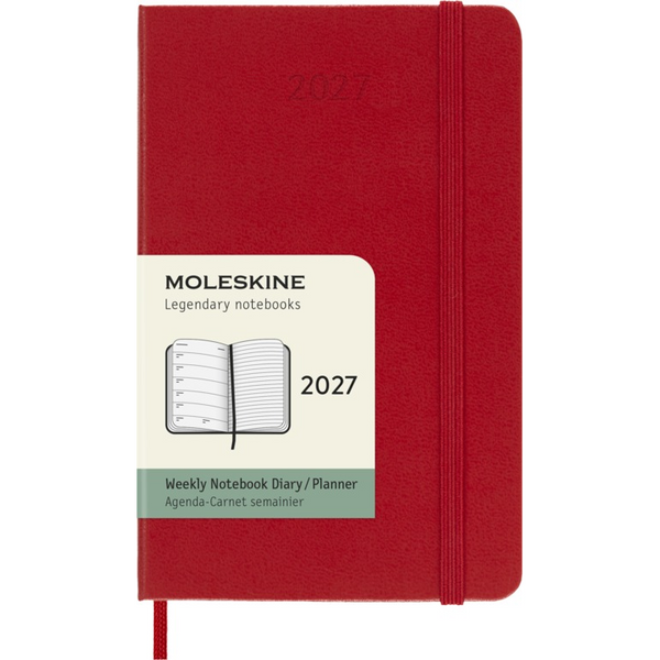 MSK Agenda Semainier & Carnet Rigide 12 mois-Agenda-Moleskine-2027-Rouge-Pocket 9x14-Papeterie du Dôme