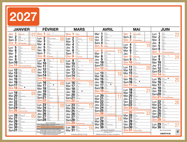 OBE Calendrier Classic 43x33,5-Calendrier-Oberthur-Papeterie du Dôme