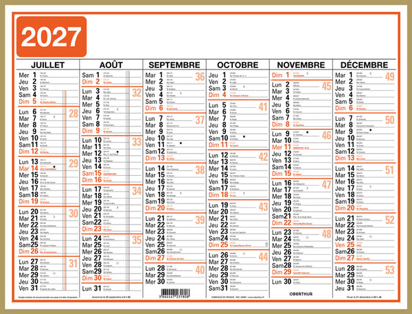 OBE Calendrier Classic 43x33,5-Calendrier-Oberthur-Papeterie du Dôme