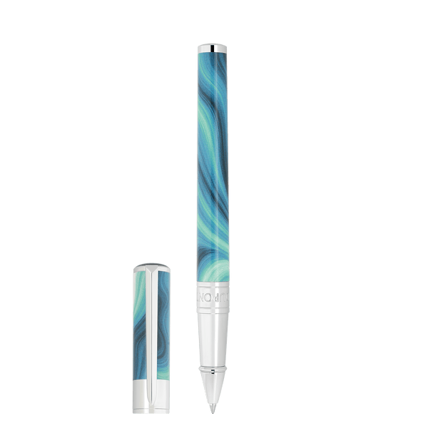 STD Initial Géode Bleu Chrome Stylo Roller-Stylo Roller-S.T. Dupont-Papeterie du Dôme