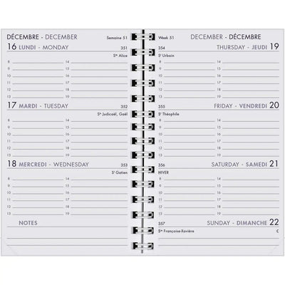 AGM Agenda Moderne Recharge 13 cm Semainier - Annuelle - Tranche Or-Recharge Agenda-Agenda Moderne-Papeterie du Dôme