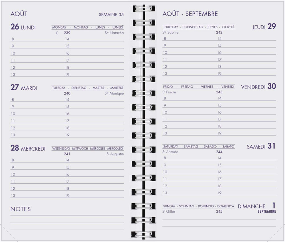 AGM Agenda Moderne Recharge Spiralée Hebdoplan - Semainier - Tranche Blanche-Recharge Agenda-Agenda Moderne-Papeterie du Dôme