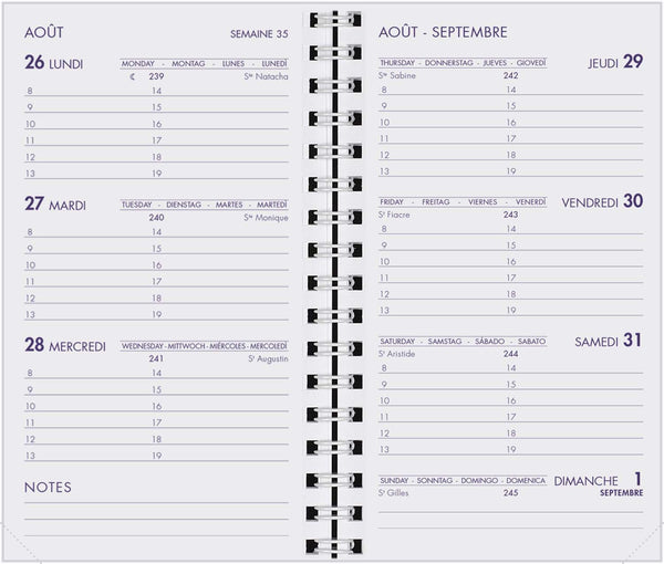 AGM Agenda Moderne Recharge Spiralée Hebdoplan - Semainier - Tranche Blanche-Recharge Agenda-Agenda Moderne-Papeterie du Dôme