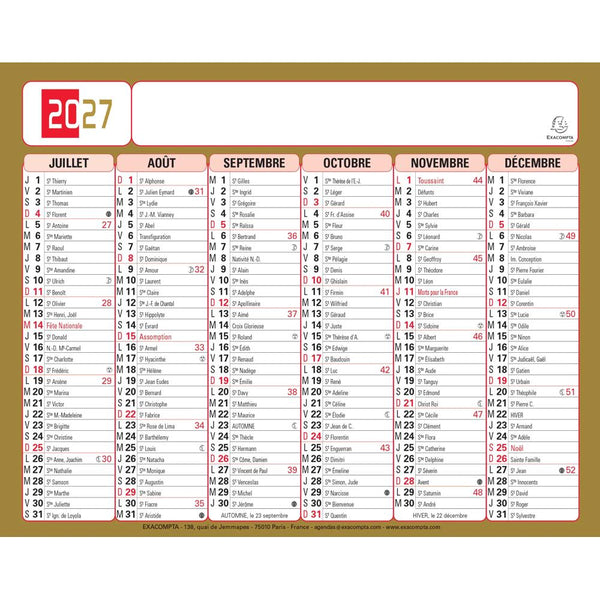 EXA Calendrier Tricolore Neutre 13x17-Calendrier-Exacompta-Papeterie du Dôme