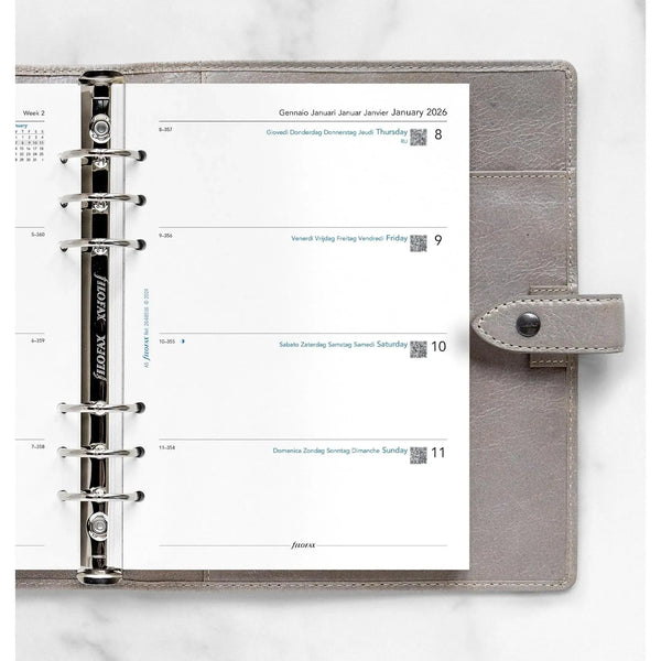 FFX A5 Agenda Semaine/2Pages Horizontal 5 Langues-Recharge Agenda-Filofax-Papeterie du Dôme