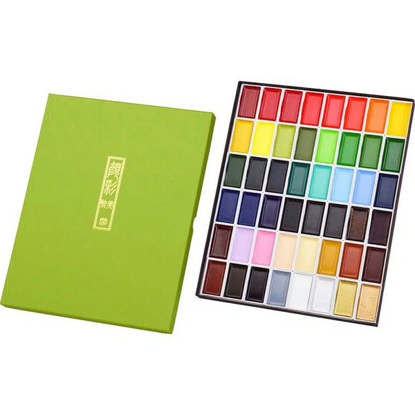 KUR Boîte d'Aquarelles Gansai 48 Godets-Aquarelle-Kuretake-Semi opaque-Papeterie du Dôme