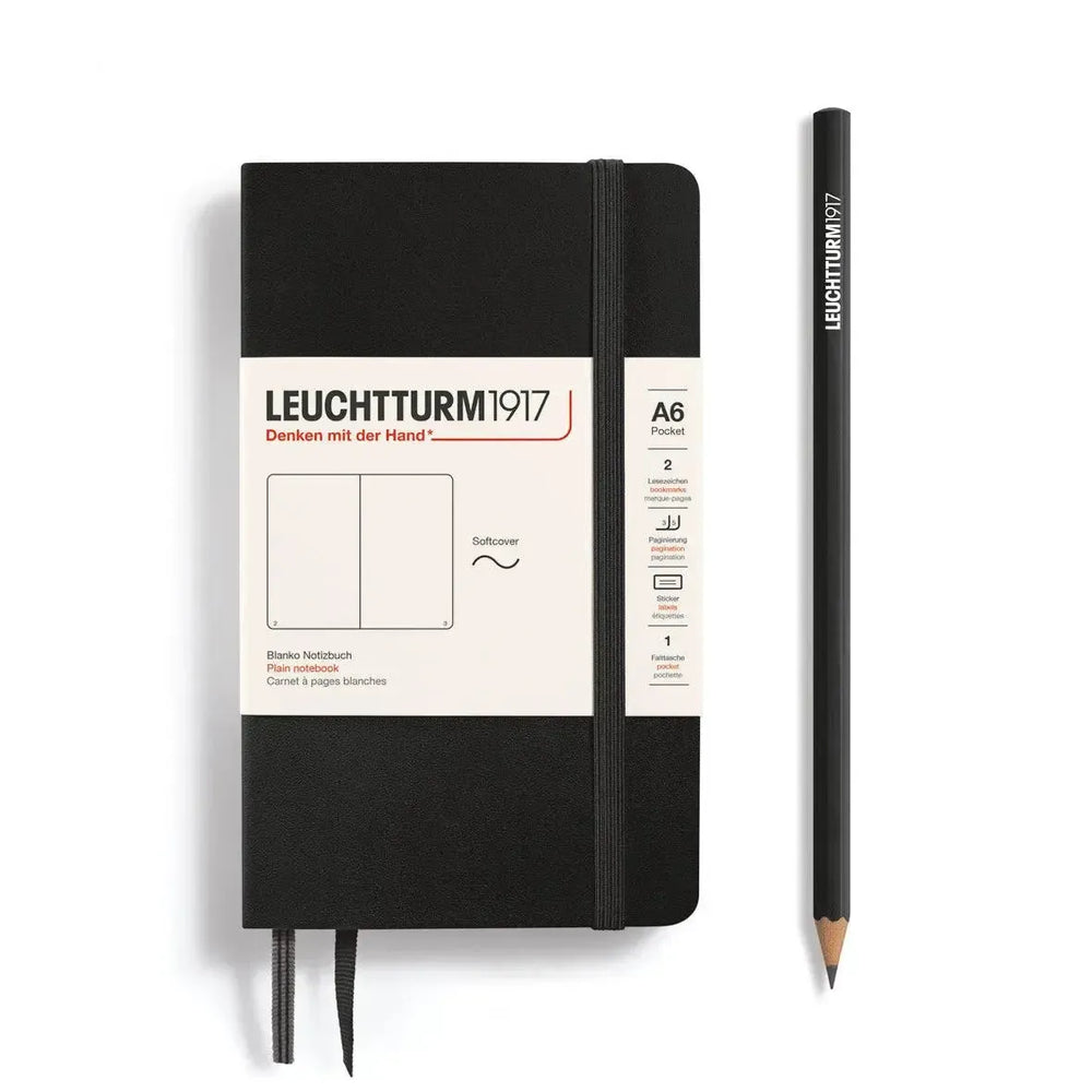 LCHT A6 Souple Blanc-Carnet-Leuchtturm 1917-Noir-A6-Blanc-Papeterie du Dôme