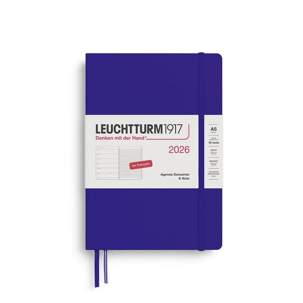 LCHT Agenda A5 Semainier & Carnet Rigide - Français-Agenda-Leuchtturm 1917-2026-Ink-A5-Papeterie du Dôme