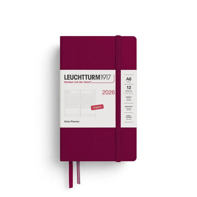 LCHT Agenda A6 Journalier Rigide - Anglais-Agenda-Leuchtturm 1917-2026-Port red-A6-Papeterie du Dôme