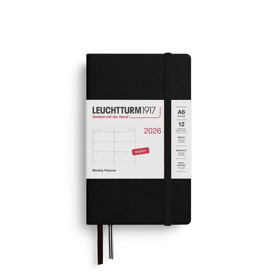 LCHT Agenda A6 Semainier Rigide - Anglais-Agenda-Leuchtturm 1917-2026-Noir-A6-Papeterie du Dôme