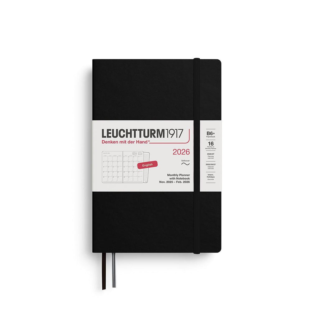 LCHT Agenda B6+ Mensuel & Carnet Souple - Anglais-Agenda-Leuchtturm 1917-2026-Noir-B6+-Papeterie du Dôme