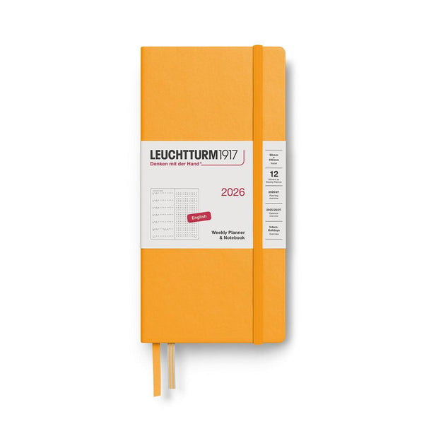 LCHT Agenda Wallet Semainier & Carnet Pointillés Rigide - Anglais-Agenda-Leuchtturm 1917-2026-Rising sun-A5-Papeterie du Dôme