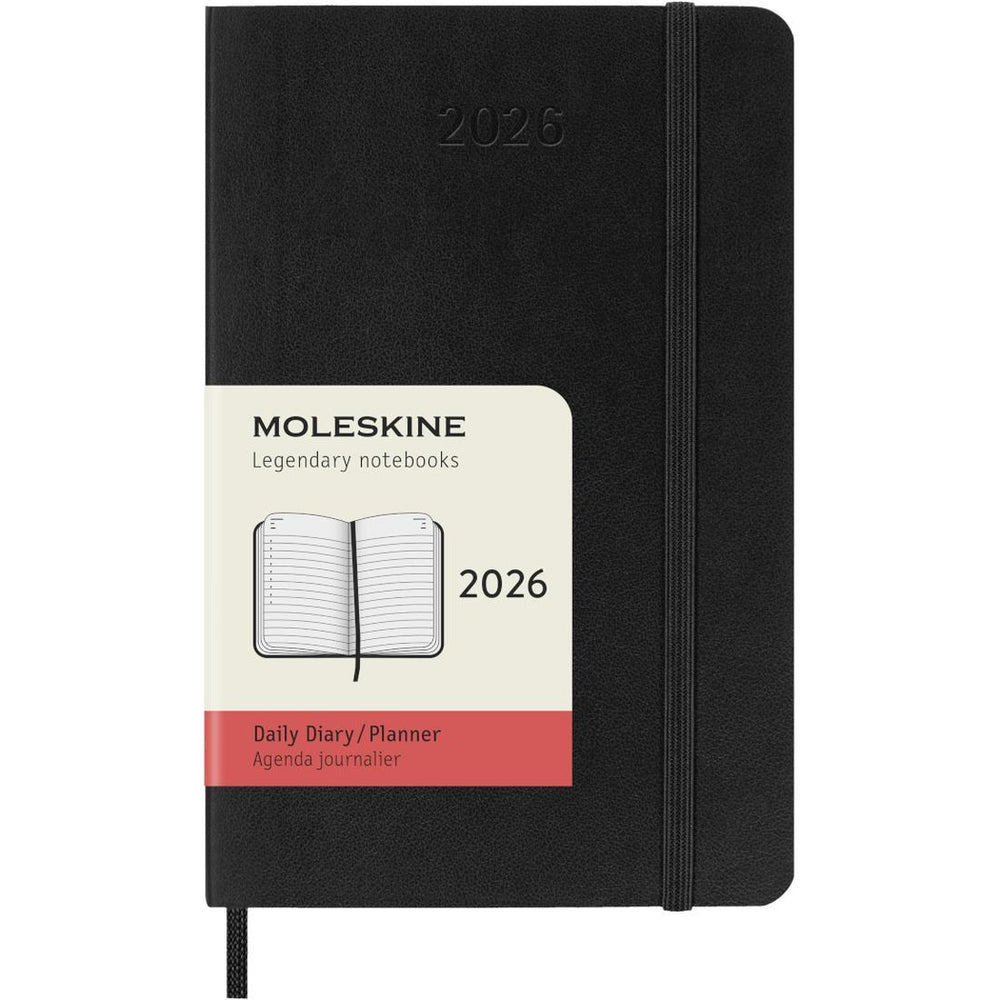MSK Agenda Journalier Souple 12 mois-Agenda-Moleskine-2026-Noir-Pocket 9x14-Papeterie du Dôme