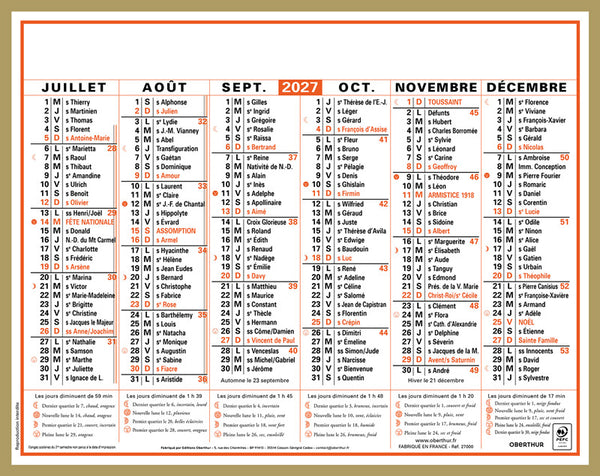 OBE Calendrier Classic 27x21-Calendrier-Oberthur-Papeterie du Dôme