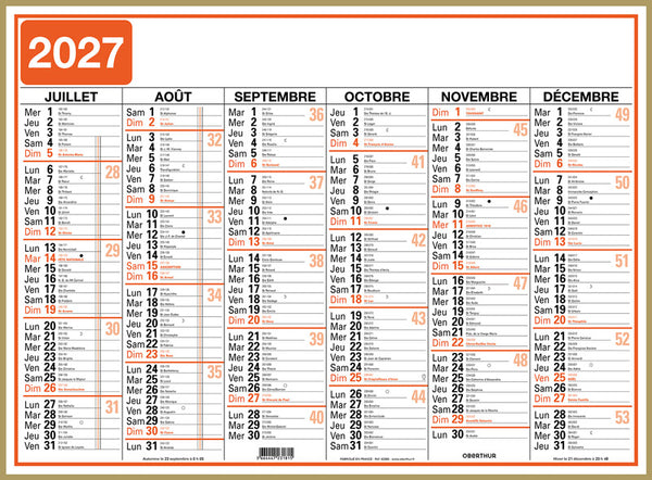 OBE Calendrier Classic 52x40,5-Calendrier-Oberthur-Papeterie du Dôme