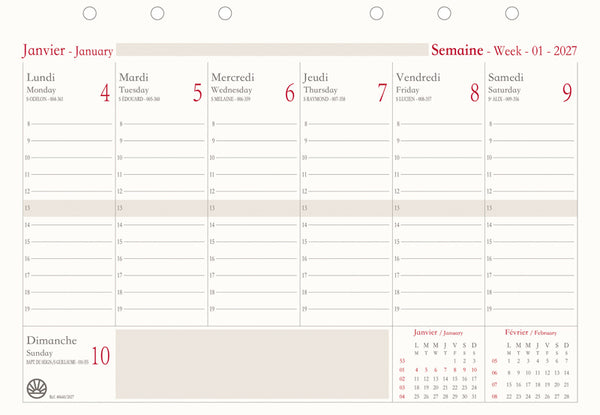 OBE Recharge Bloc Éphémeride Up to Date-Recharge Agenda-Oberthur-Papeterie du Dôme