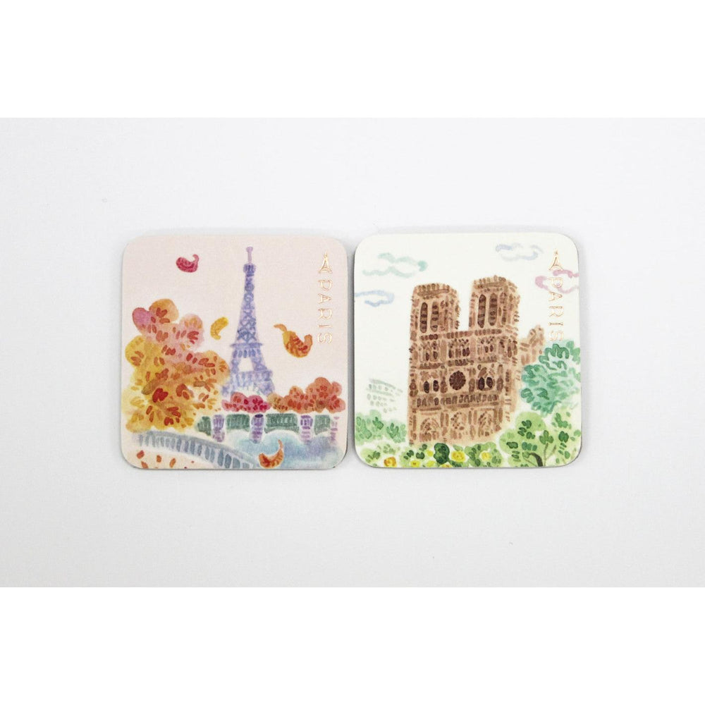 PDA Magnet L'après-midi Set 2-Aimants-Pansydaisy-Tour Eiffel / Notre-dame-Papeterie du Dôme