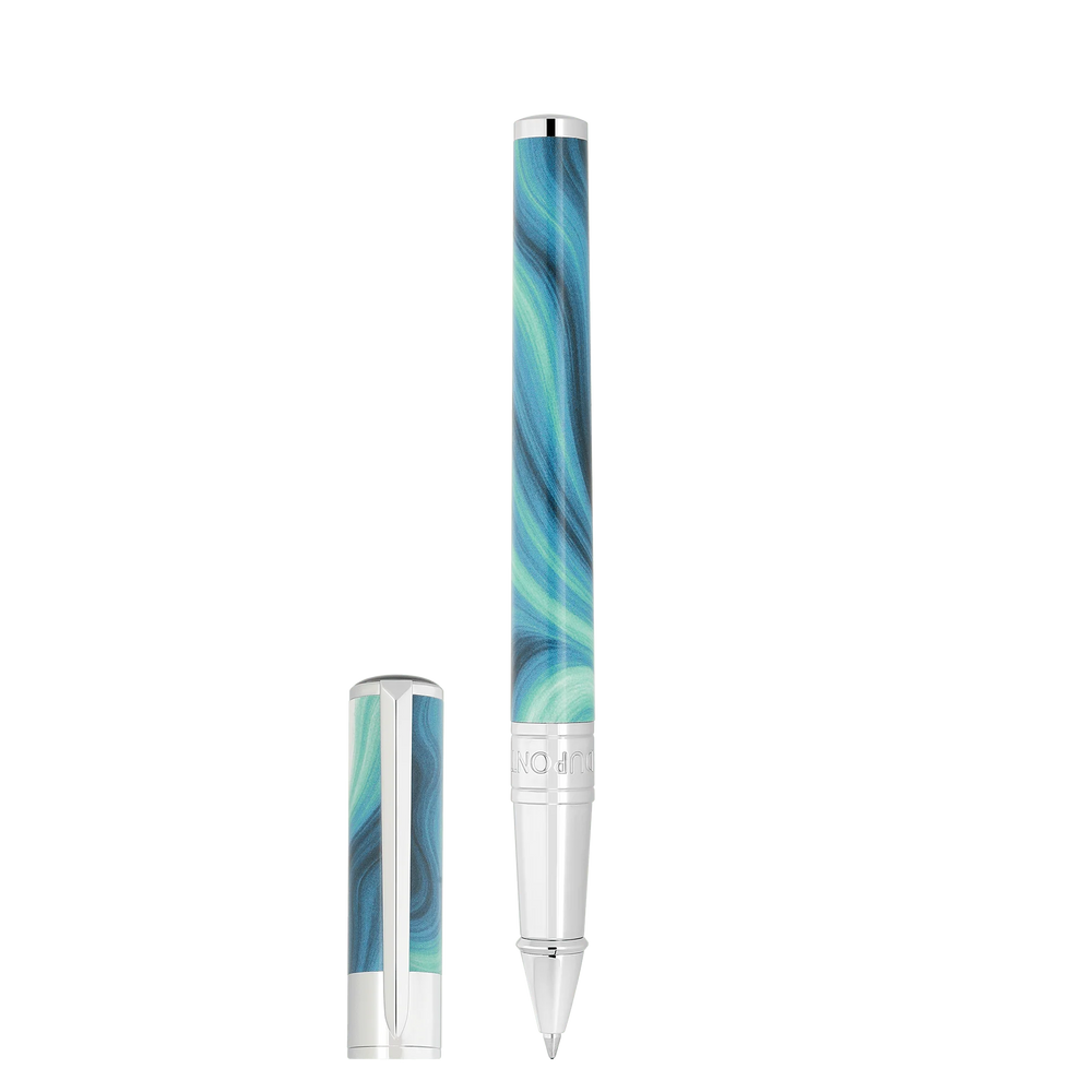STD Initial Géode Bleu Chrome Stylo Roller-Stylo Roller-S.T. Dupont-Papeterie du Dôme