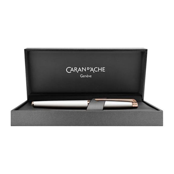 Stylo Roller Caran d'Ache Léman Slim Blanc Or Rose-Stylo Roller-Caran d'Ache-Papeterie du Dôme